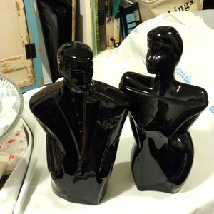 Black Retro sculpture of  man and woman mid century modern